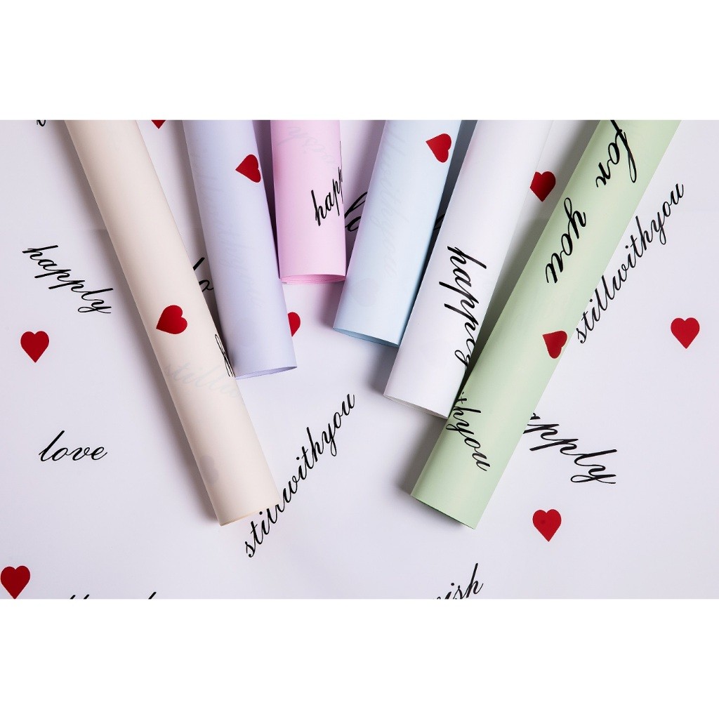 

Kertas Buket Bunga Flower Wrapping Happily Love Flowers Cellophane Solid Warna KB6166