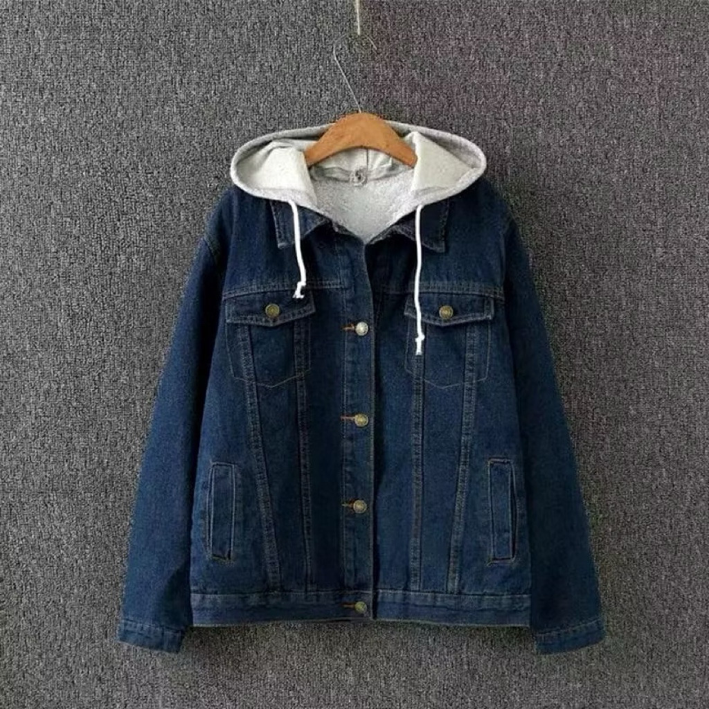 Ra Fashionable Jaket Jeans Hoodie Pria Jaket Denim distro Oversize M - XL