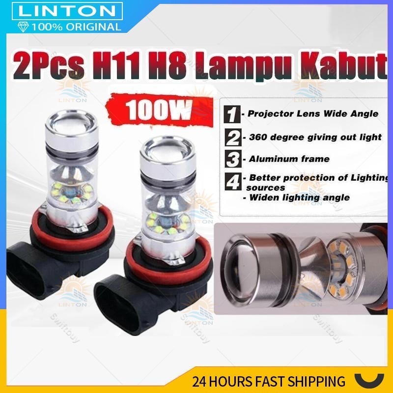 2pcs Mobil Led Lampu Kabut Led H11 H8 4300K 100W 1500LM Super Terang Warna Kuning PUITH Lampu Led Su