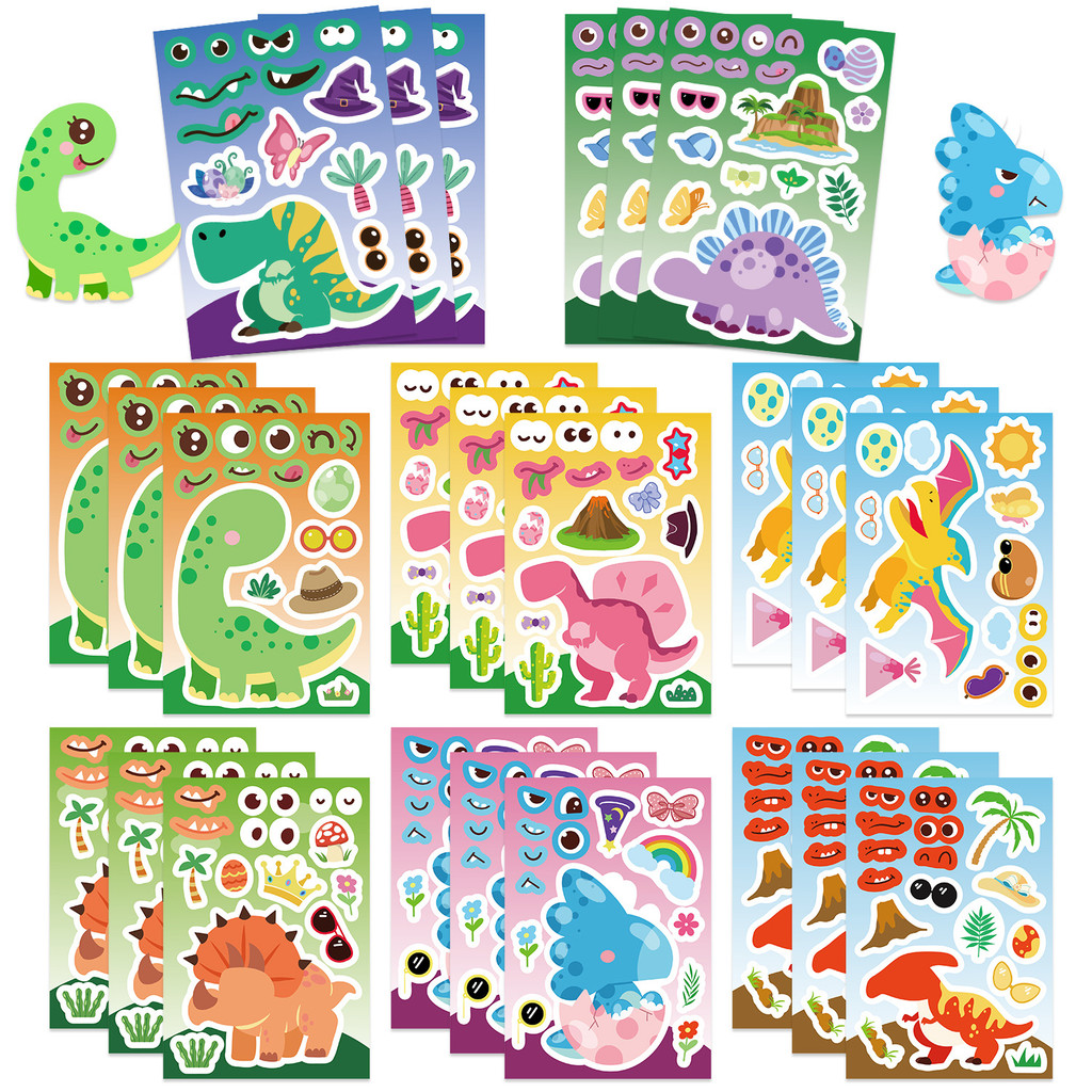 

8/16PCS Creative Dinosaur Cartoon Collage Stickers DIY Game Stickers Animal Craft Laptop Skateboard Stickers