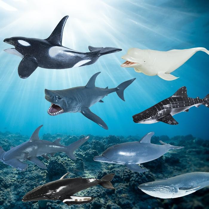 Mainan Binatang Laut Karet Figure Hewan Laut Sea Animal Model Toys Koleksi Bahan PVC Shark Paus BANY