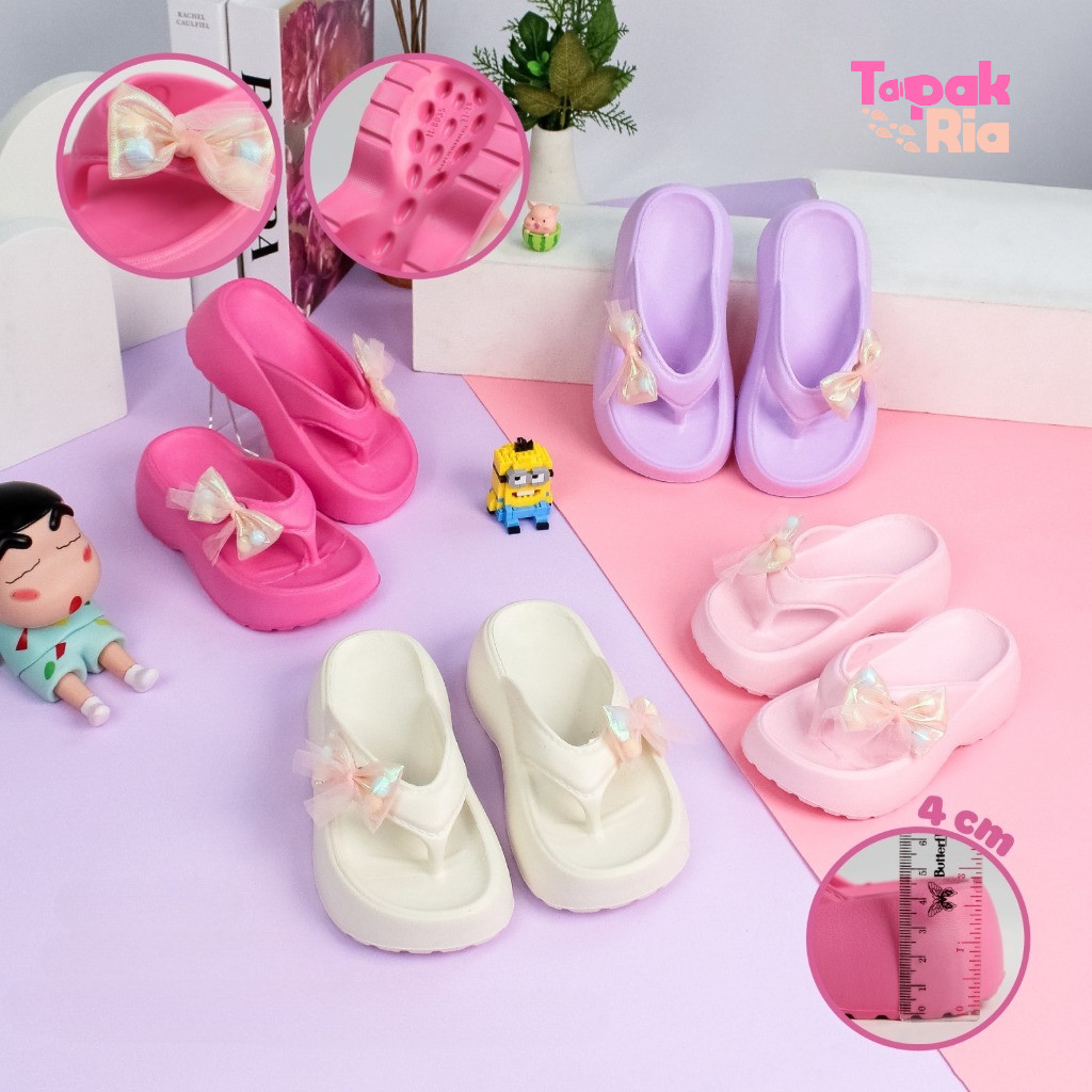 Sendal Anak Lucu Motif Pita Sandal Jepit Wedges Anak Cewek Elegant Korean Style Model 803S-C Balance