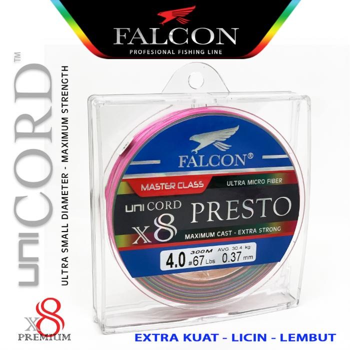 Senar PE X8 Falcon Uni Cord Presto casting, jigging, popping - PE 0.8, 0.16mm, 100 meter