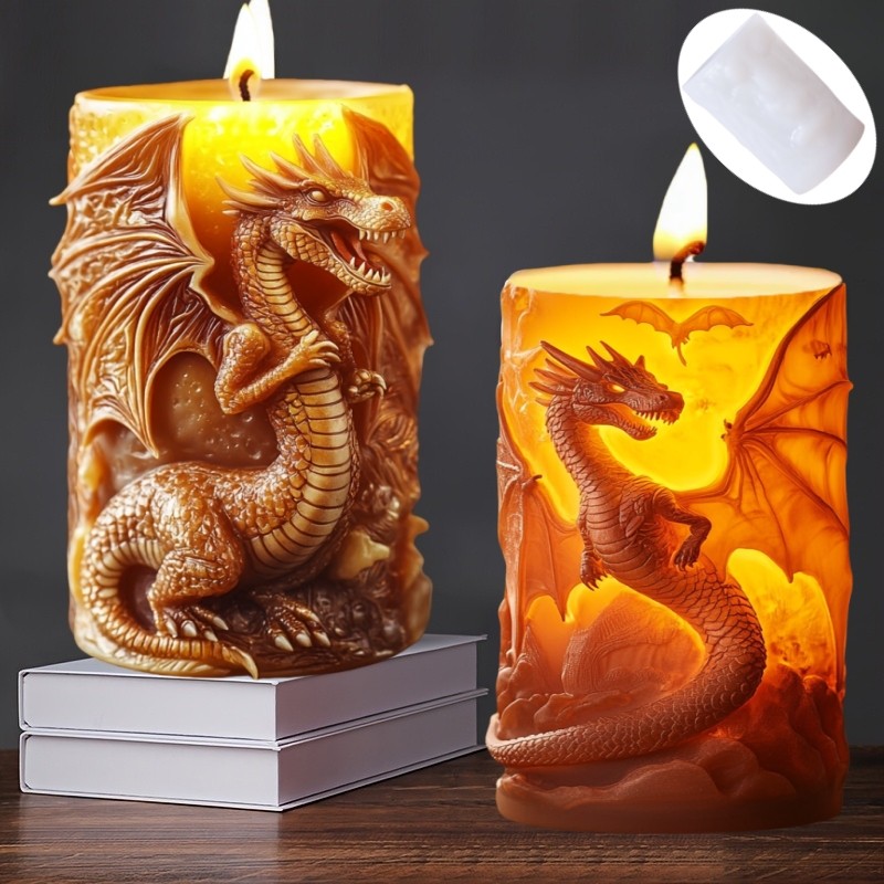

Dinosaur wings relief cylindrical candle silicone mold unfolded wings relief cylindrical resin mould dragon relief gypsum molds