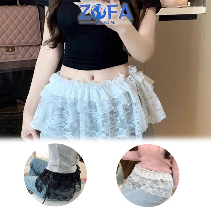 Rok Renda Wanita Layer Mini Skirt Celemek Tirai Rok Korea Celemek Rok Renda