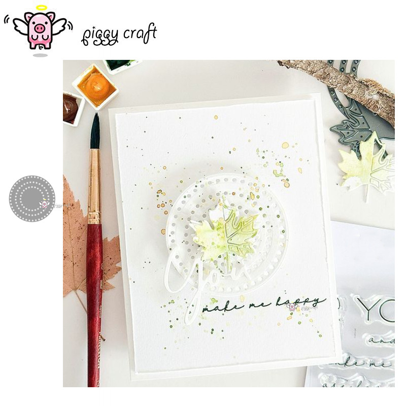 

Piggy Craft metal cutting dies cut die mold Hole circle background Scrapbook paper craft knife mold blade punch stencils dies