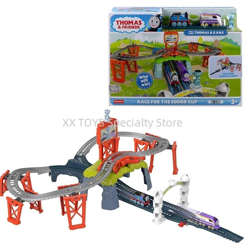 Thomas & Friends Diecast Toys Train Set Race for The Sodor Cup with Thomas and Kana Engines Track Ki