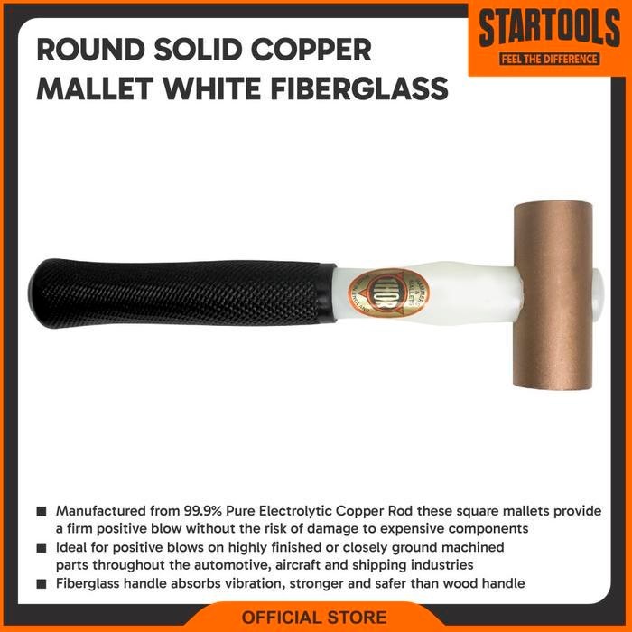 

Round Solid Copper Mallet White Fiberglass 950g x 290mm