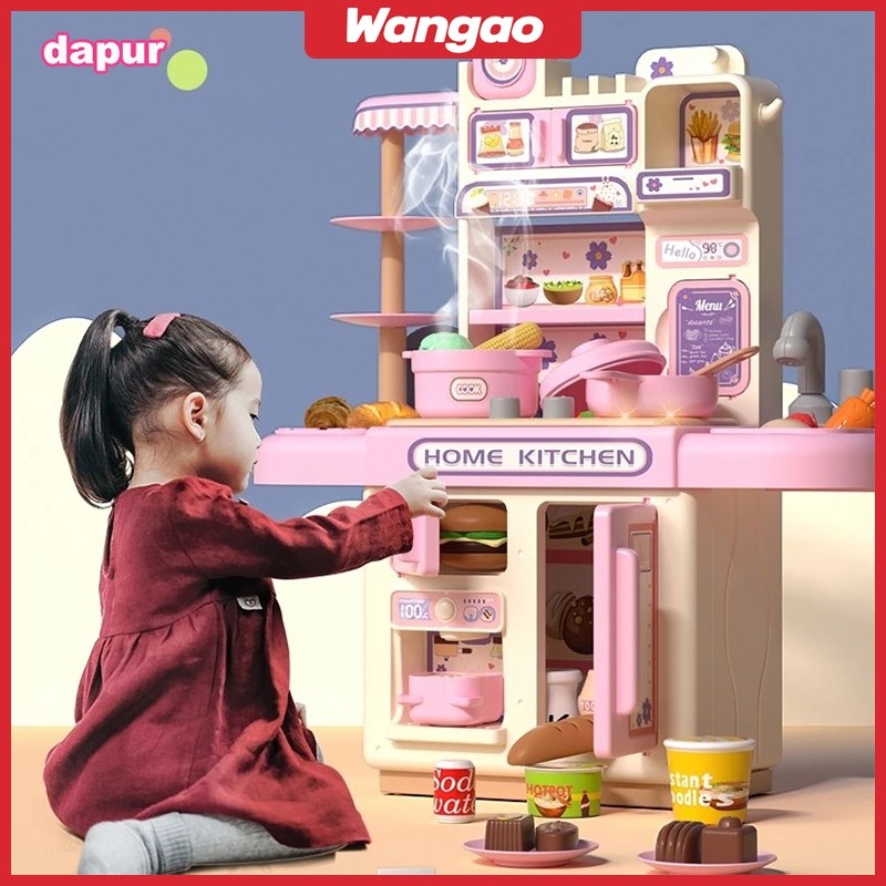 WANGAO 34PCS Mainan Anak Perempuan Set Playhouse Lengkap Perempuan Masak Masakan Simulasi Lengkap