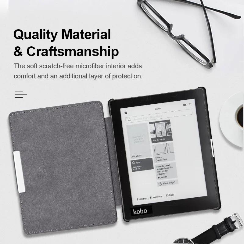 Slim Magnet Wake/Sleep Case for Kobo Aura 6 inch N514 Ereader ,Ultra Leather Funda Auto Sleep Cover 