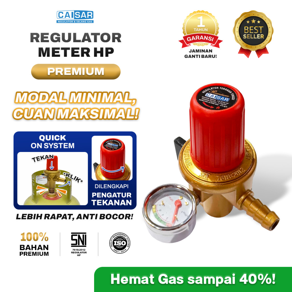 FRANCISS.ID CAISAR - Regulator Kompor Gas Meter High Pressure ANTI BOCOR | Premium SNI Pasang Aman &