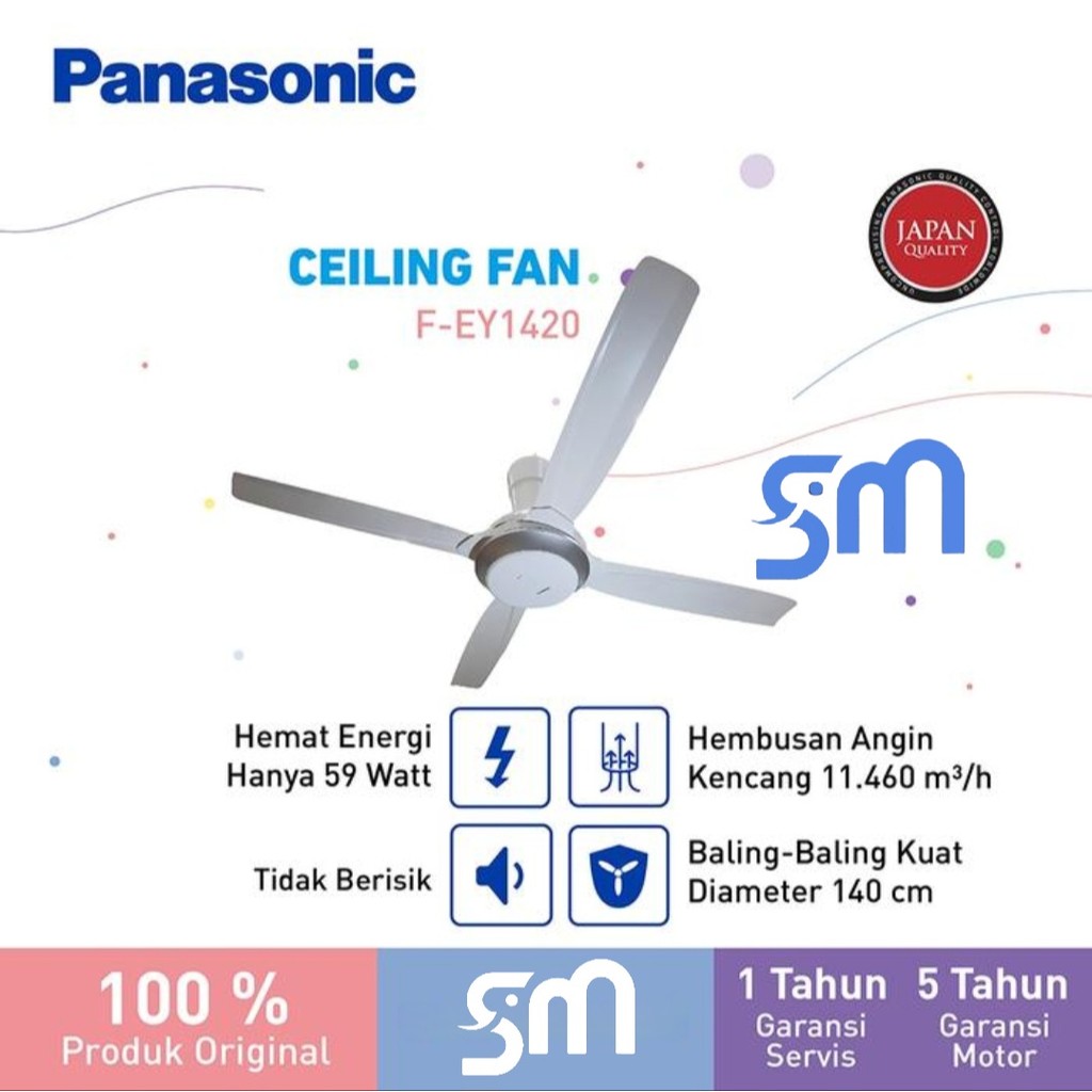 Ceiling fan panasonic F-EY1420 TSUYOI Kipas angin Plafon FEY 1420 FEY1420 W Remote