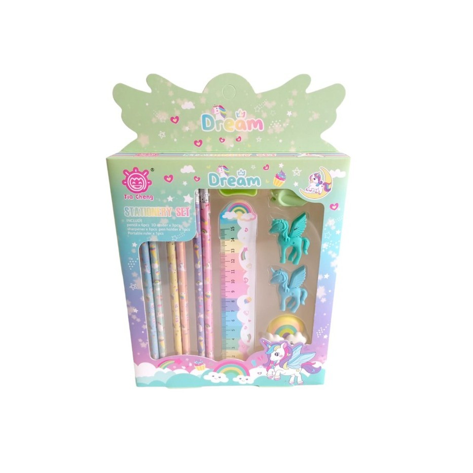 

[[ K23 - BEST SELLER ]] Stationery set Unicorn Astronot 12in1 stationery anak kado ultah anak - Dream Set Green