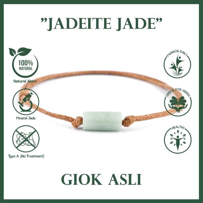 Gelang Tali Batu Giok Burma Asli