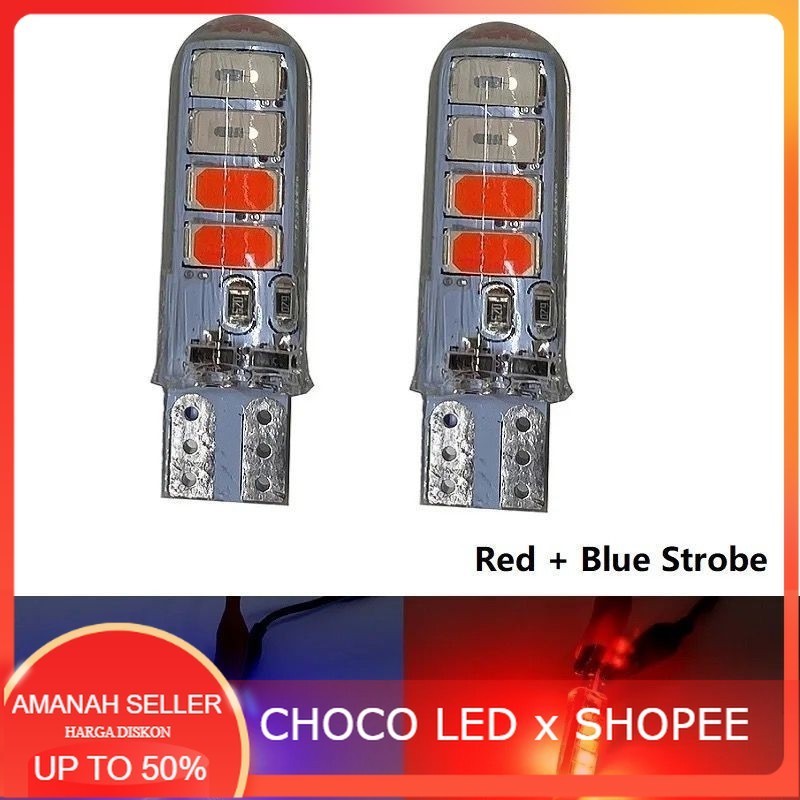 COD Lampu LED T10 Lampu Kota T10 Led T10 8 SMD 2 Warna Kedip 2 Pcs