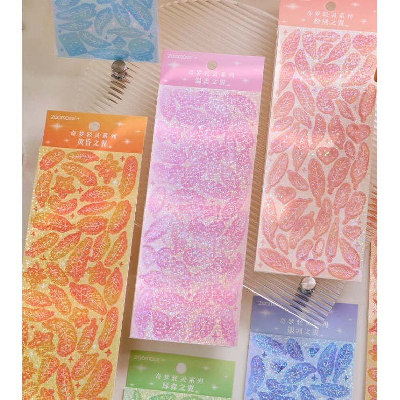 

Sticker Hologram Dekorasi PVC PET Leaf Edition Journal Diary Deco Stickers