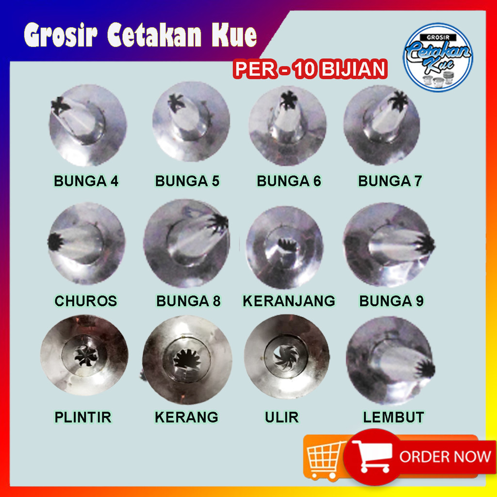PER 10 BIJI - CETAKAN SEMPRET / SPUIT SEMPRIT / TOPI KUE SEMPRIT LOKAL KUE KERING BAHAN STAINLESS