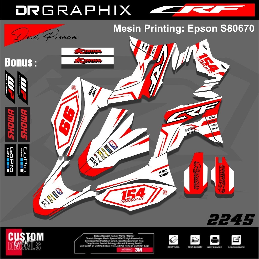dekal stiker honda crf 150 full body kode 2245 - Print Mesin Epson , Bahan + Laminasi, Warna Tidak P