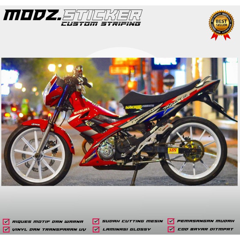 sticker striping Suzuki Satria fu CBU thailand 2004-2006 merah