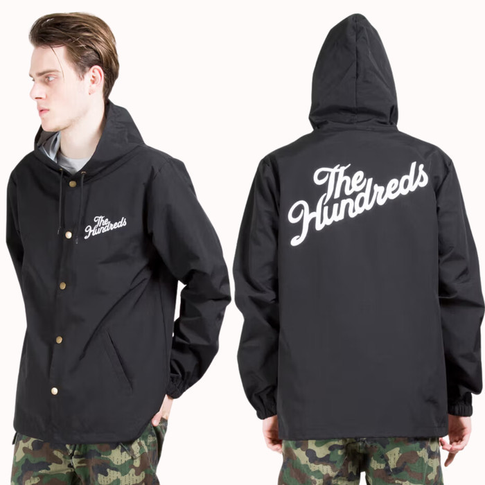 The Hundreds - Slant Logo Hooded Coaches Jacket (Black) BNWT