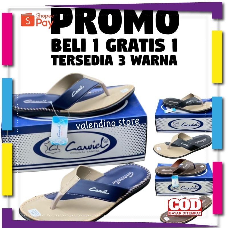[PREMIUM ORIGINAL] BELI 1 GRATIS 1 Sandal Carvil Pria Japit / Sandal Slide Pria / Sandal Casual Pria