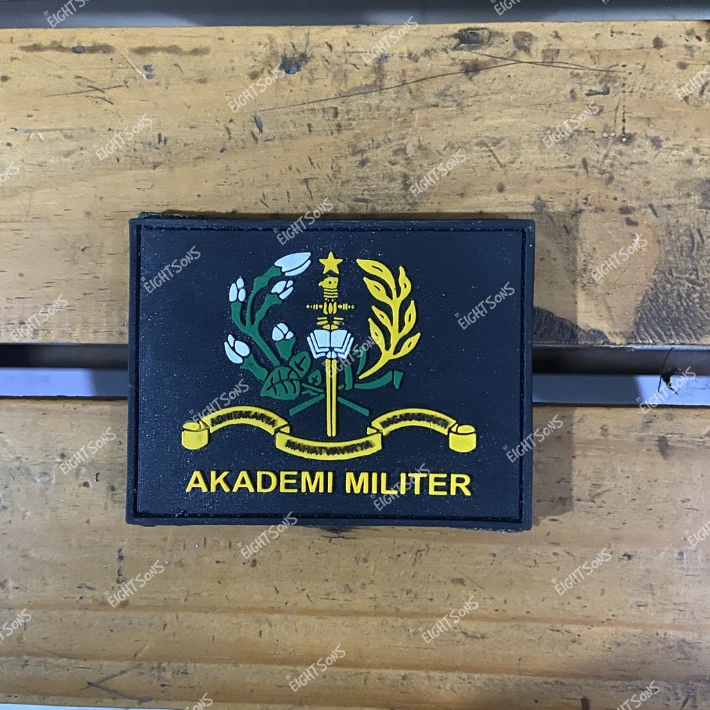 Patch Rubber emblem karet Perekat LOGO AKMIL Akademi Militer TNI Perekat Tempelan Aksessoris Bet Bad