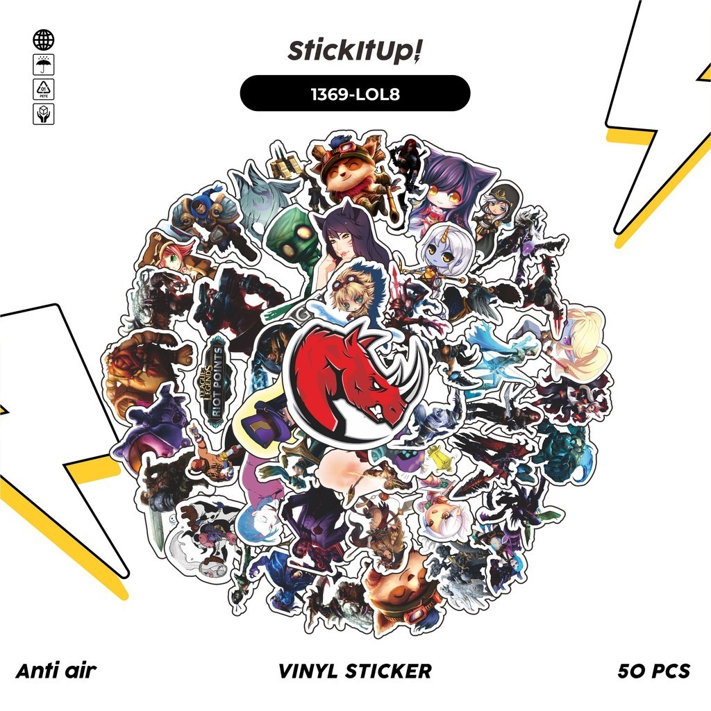 

COD✨ 100 Pcs Stiker Pack League of Legends v8 Lucu Aesthetic Vynil Waterproof untuk Freebies Sticker Buku Journal Casing HP Laptop