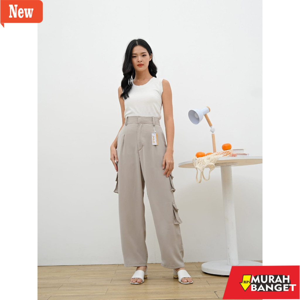 Celana cargo polos jumbo yg lagi viral Cargo Pants - Highwaist Loose Cargo - Celana Kargo Wanita Pol