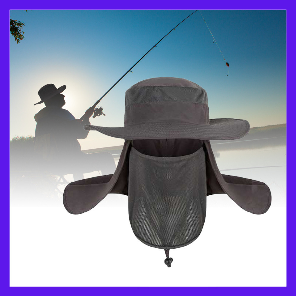 TokoMaspul-COD-Topi Rimba Pria Outdoor Hiking Gunung Mancing dengan Sarung Penutup Wajah Anti Panas 