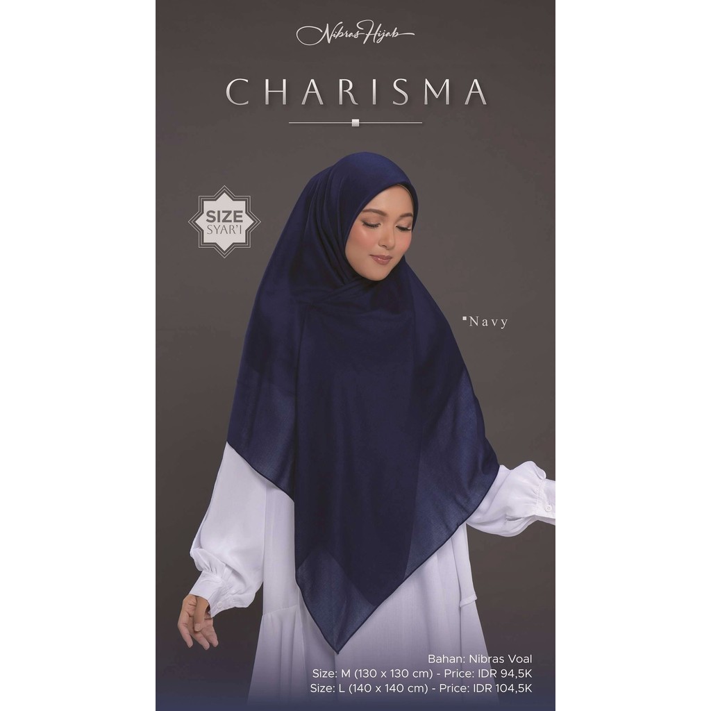 Hijab Wanita Dewasa Bahan Voal Charisma by Nibras / Jilbab Segi Empat Ukuran 130x130 / Jilbab Segi E