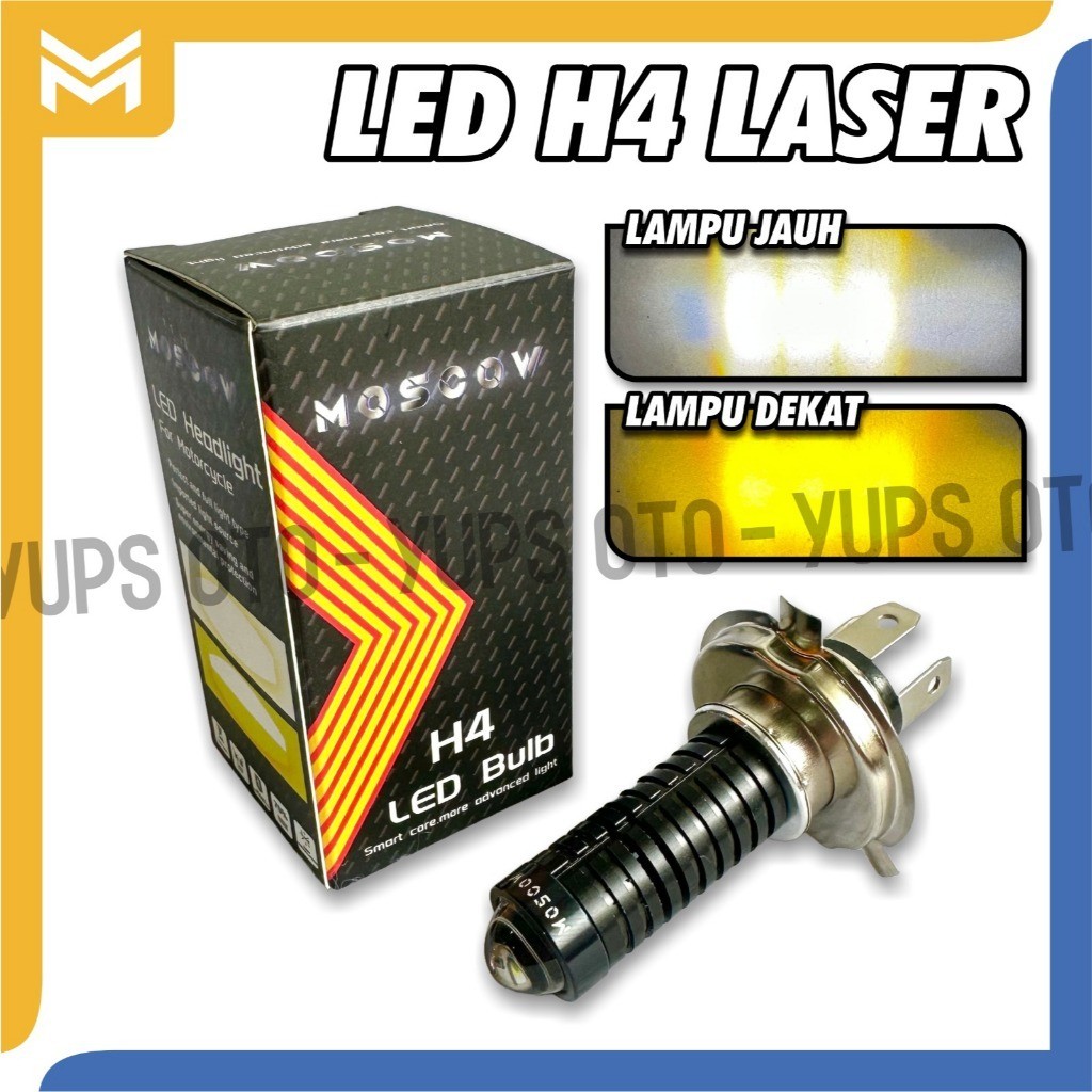 TERMURAH LAMPU UTAMA LED LASER GUN H4 HEADLAMP LAMPU DEPAN MOTOR MOBIL SOKET H4 KAKI 3 LASER D2 ACDC