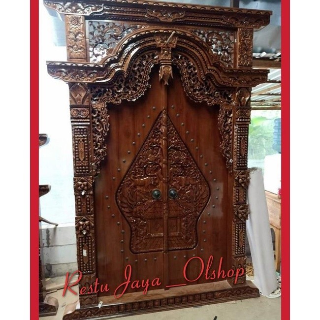 Pintu gebyok pintu ukir pintu jati pintu gunungan wayang