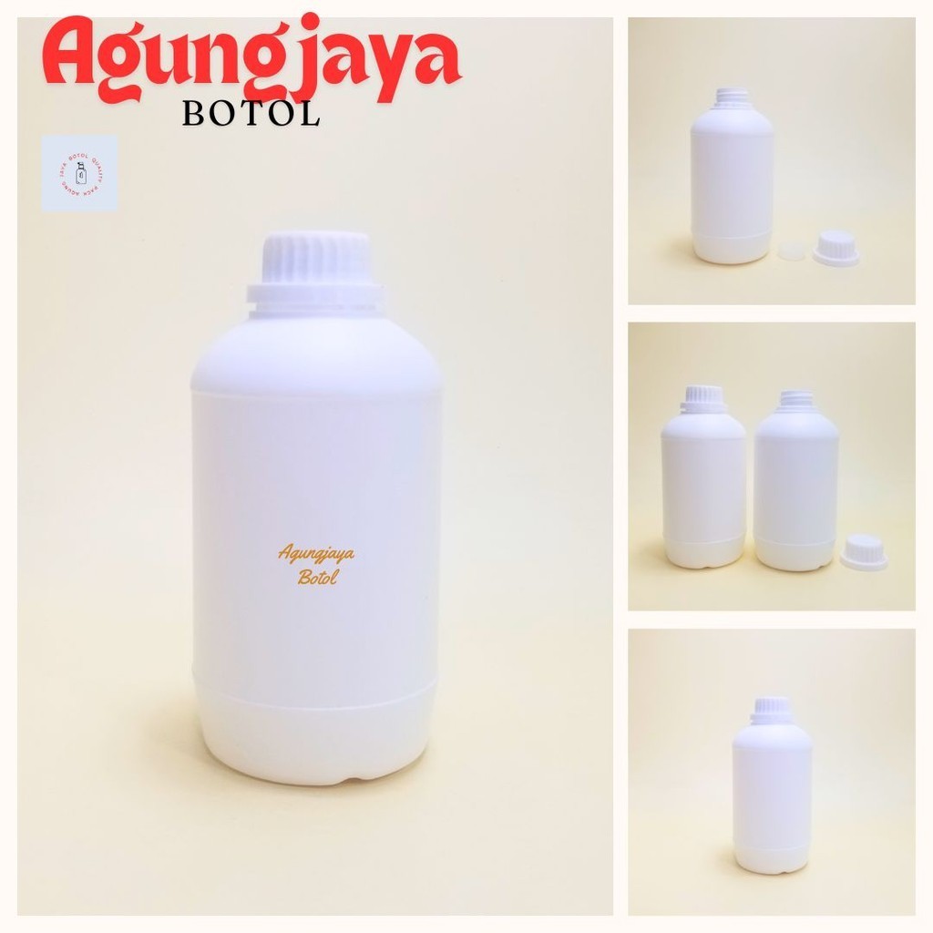 Botol 1000 ml DZ Bulat Putih Hdpe / Botol Hdpe / Botol Pupuk / Botol Pupuk Kosong / Botol 1000 Ml