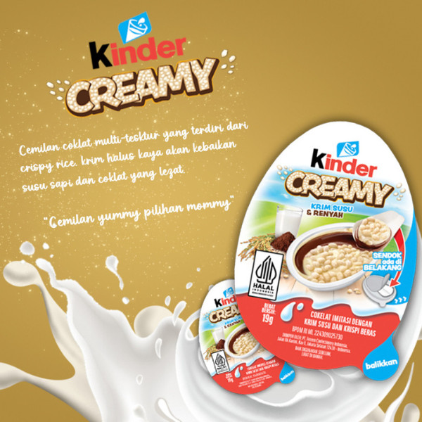 

Kinder Creamy Milky & Crunchy Chocolate Krim Susu Renyah Crispy Kemasan 1 Box Isi 12 Pcs x 19g