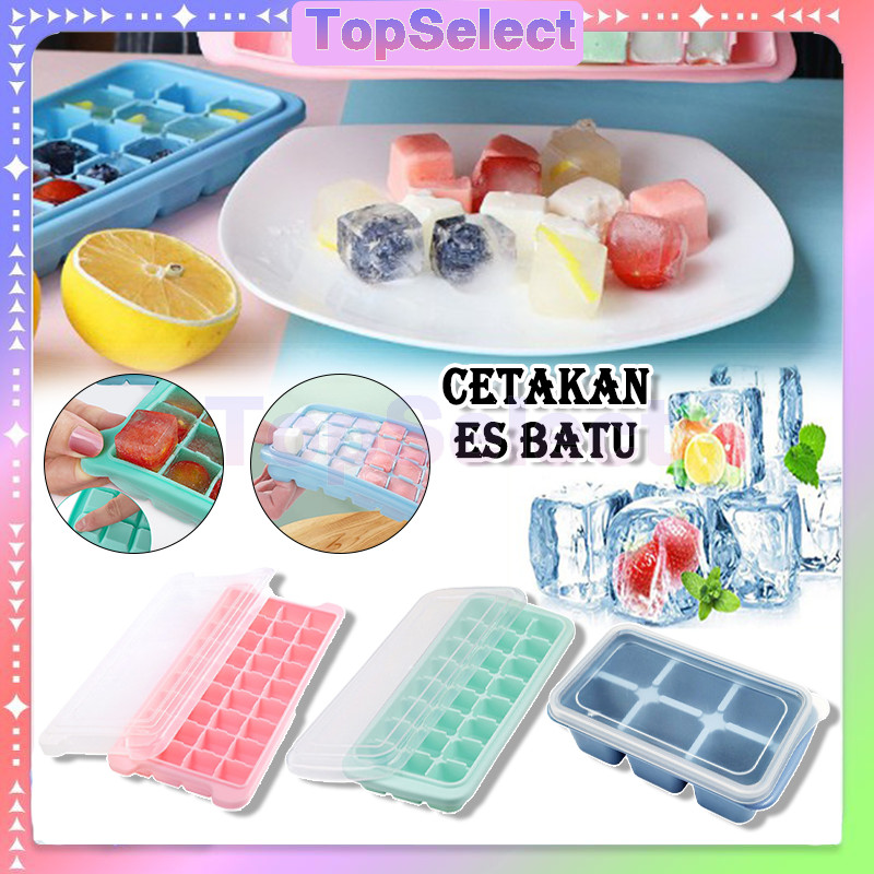 Cetakan Es Batu + Tutup 6&24 & 36 /Cetakan Es Batu dengan Tutup /Cetakan Kotak Cube Silikon Elastis 