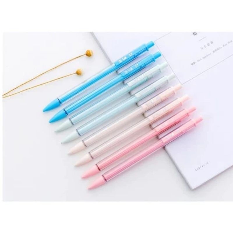

PENSIL MEKANIK PENCET AUTOMATIS 0,5MM BISA REFILL WARNA BIRU HIJAU PINK PUTIH TEK TEK GITABE