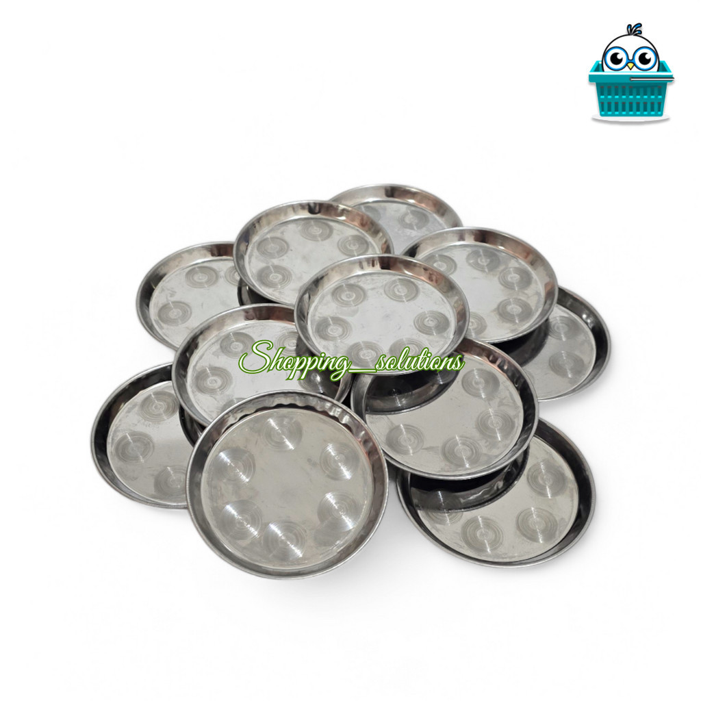 1 Lusin (12 Pcs) Tatakan Gelas Stainless Steel, Lepek Gelas Stainless Steel, Pisin Stainless