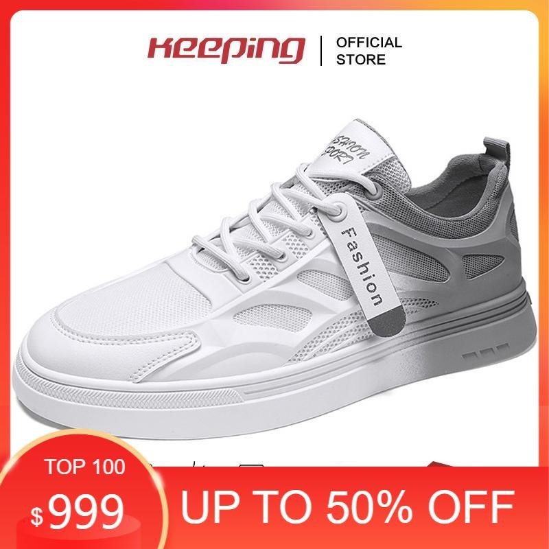 Terbaru Keeping Sepatu Sneakers Pria Berkualitas Sepatu Running Travel Casual Keren Putih KSC704