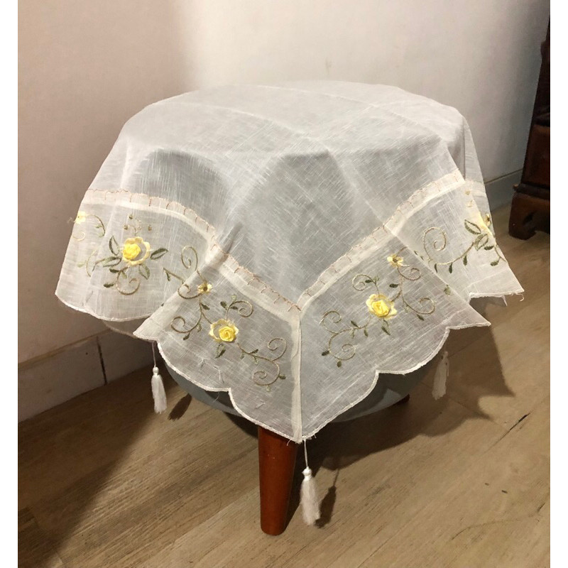Taplak meja kotak bujursangkar bahan kain motif shabby vintage 70x70cm dan 80x80cm