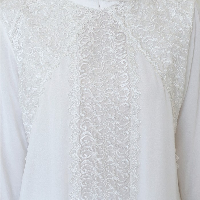 promo ✨ -Baju Gamis Brukat Putih / Baju Muslim / Dress Muslim Putih #9999 - Putih Tulang, XXL