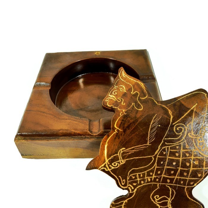 Asbak Model Ukir Cukit Wayang Semar Kayu Jati Alami Murah Antik