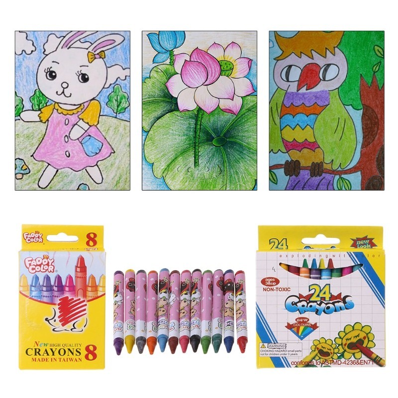 

Y1UB Safety Student Drawing Set Colorful Kids Paint Stik Pen 8 /12 /24 Color