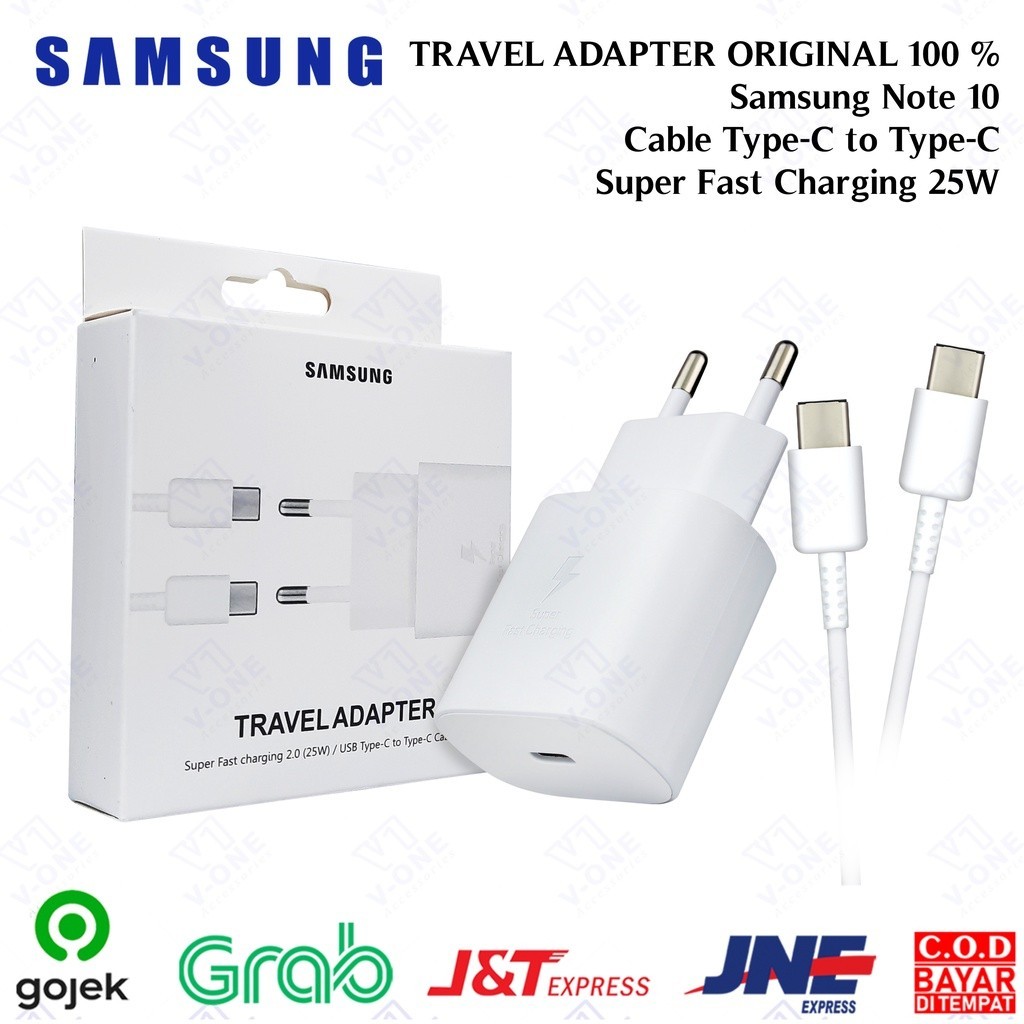 (B) CHARGER SAMSUNG NOTE 10 ORI 100% EP-TA800 FAST CHARGING 25W + KABEL TYPE-C