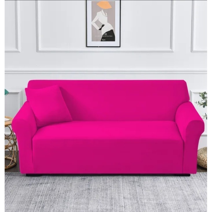 [ PROMO TERBARU ] Cover Sofa 1 2 3 4 Seater Sarung Sofa Polos Elastis Pelindung Sofa - Pink Fanta, 1