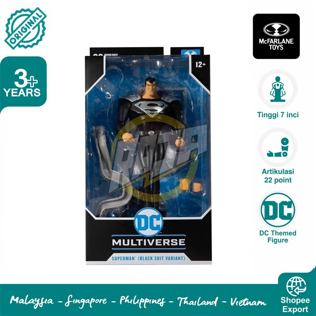 Action Figure Mcfarlanne Dc Multiverse Superman (Black Suit Variant) Original - Cvradit