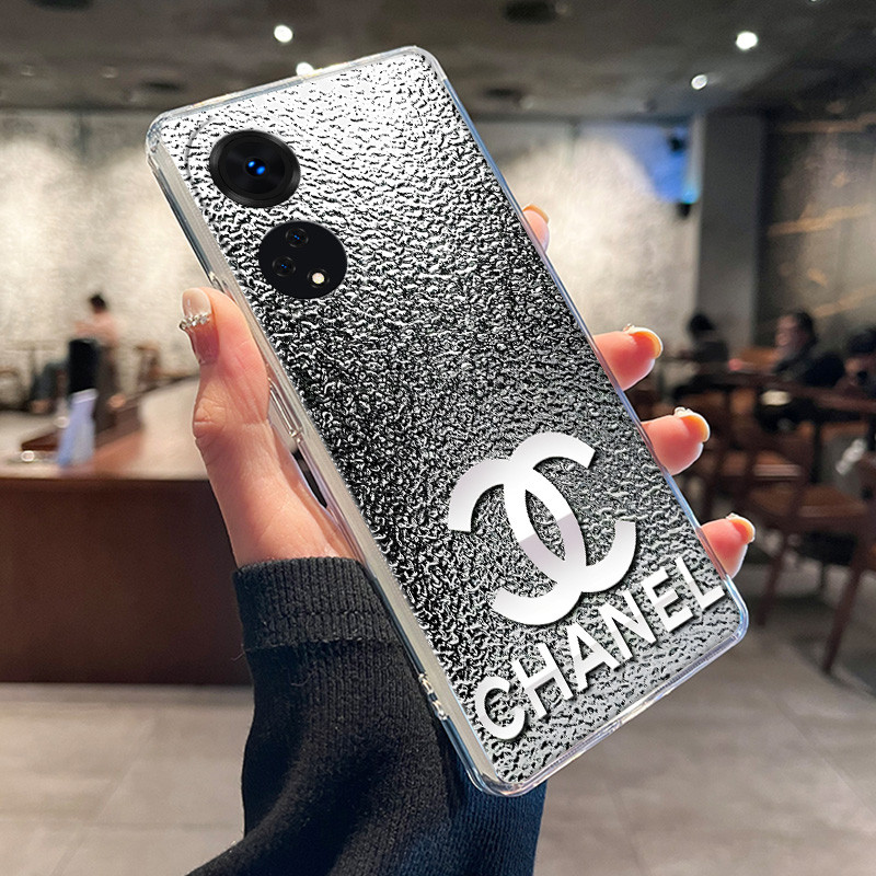 Casing Ponsel Tren Gelombang Perak Bertahap CHANEL untuk OPPO A98 5G A96 A95 A94 A92 S A9-2020 A91 A