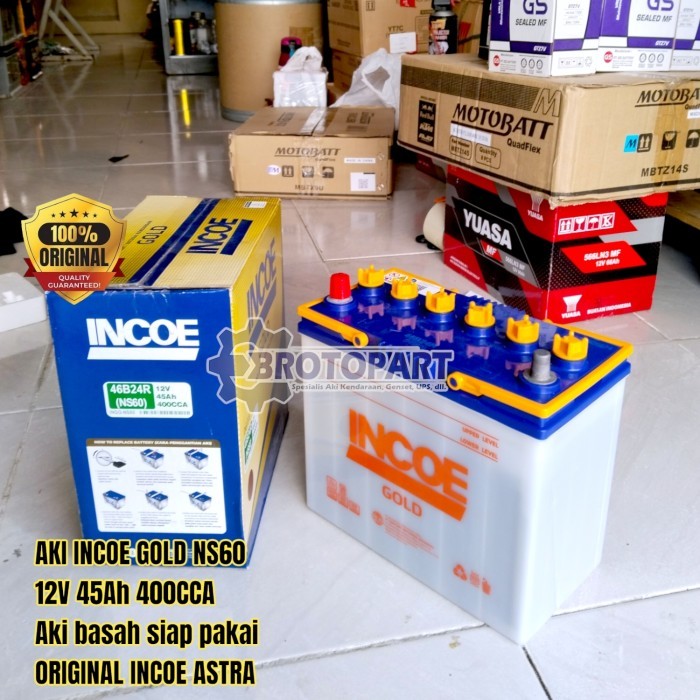 Aki Mobil INCOE NS60 GOLD HYBRID Aki Basah 12V 45Ah