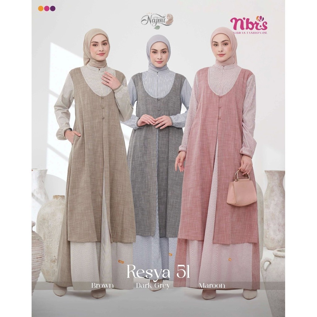 Koleksi Najmi / Nibras Resya 51 / Gamis Wanita Dewasa Premium Resya 51 by Nibras