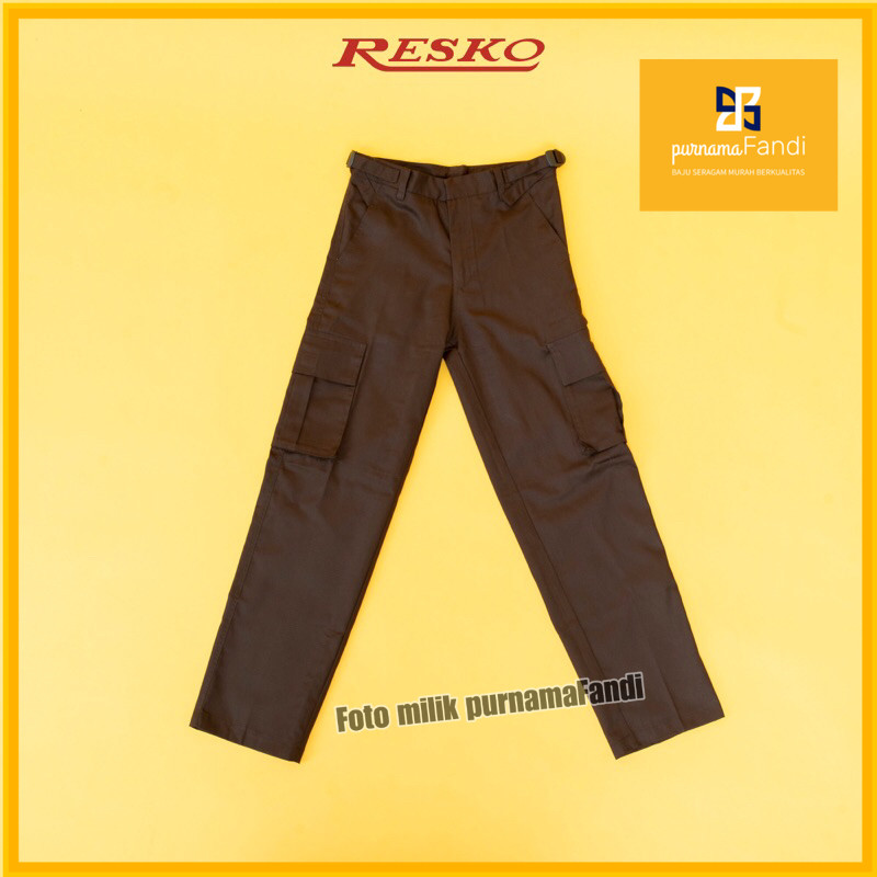 Resko - celana pdl pramuka coklat SD SMP SMA- Celana PDL - Celana Pramuka -