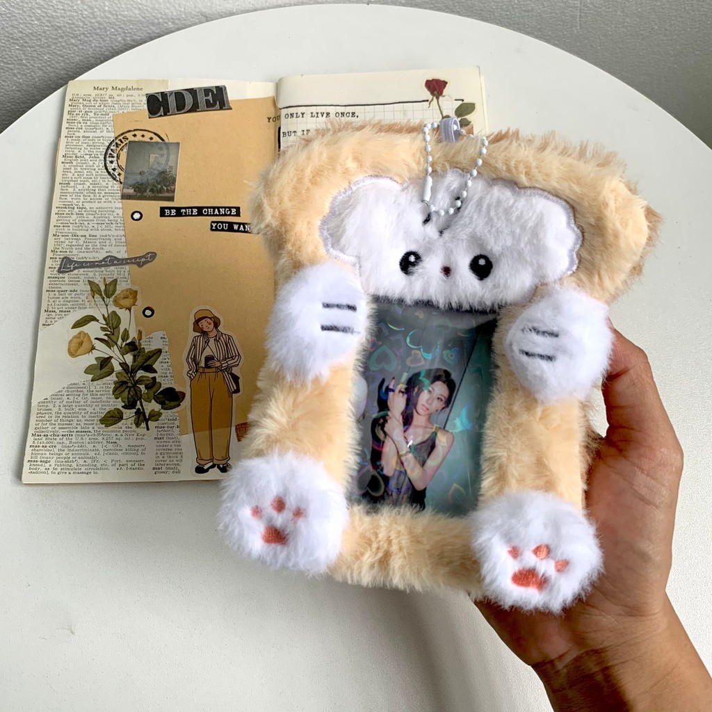 [GAMGAM]  White Dog Toast Photocard Holder Cardholder Gantungan Furry Photocard Holder